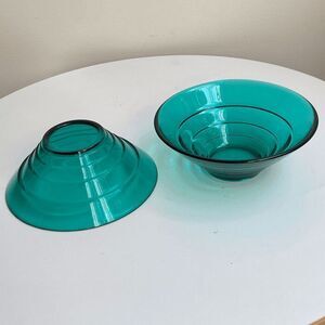 Glass Hazel Atlis Style Green Art Deco Colored Glass Bowls - Set of (6)